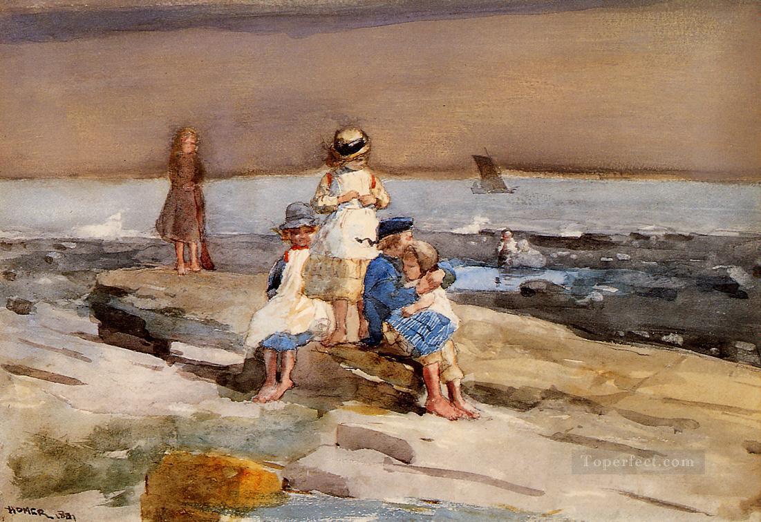 Children on the Beach Realism marine painter Winslow Homer Oil Paintings